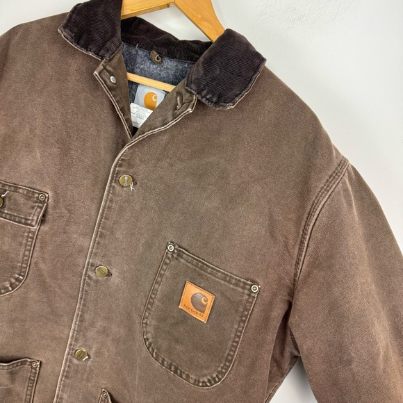Vintage Carhartt Blanket Lined Chore Barn Jacket C02CHT Coat Brown Sz Large - Picture 6 of 16